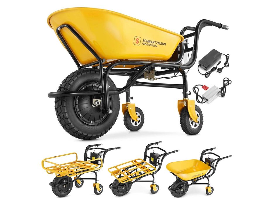 Taczka elektryczna ogrodowa budowlana wozidło akumulatorowe SCHWARTZMANN 150kg 350W 40V