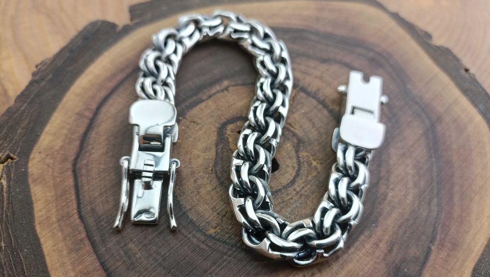 Серебряный мужской браслет Бисмарк. Срібний чоловічий Бісмарк