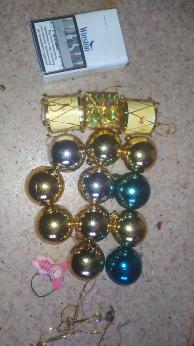 Новогодние ёлочные игрушки санта клаус колокольчик барабан подсвечник