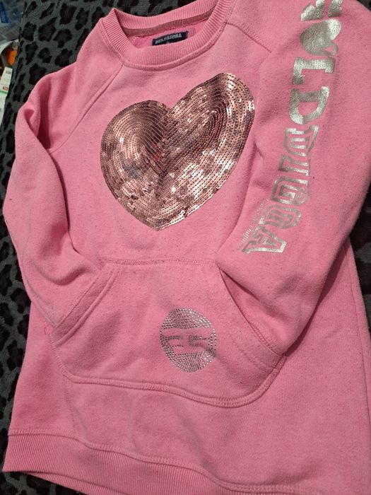 Bluza rozmiar 134 różowa że srebrnymi aplikacjami stan bdb