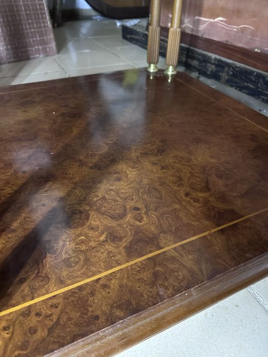 Mesa centro vidro mogno