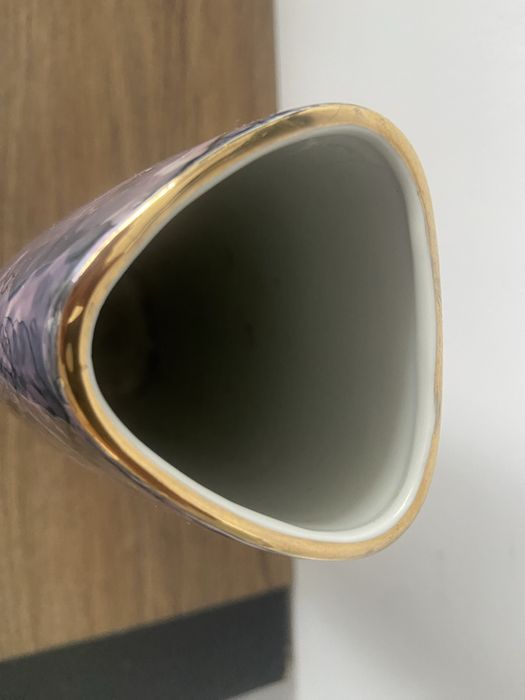 Wazon New Look Trójkąt Wałbrzych | Marmurek z Iryzacją 26cm PRL