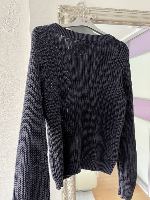 Granatowy sweter H&M Basic S bawełna