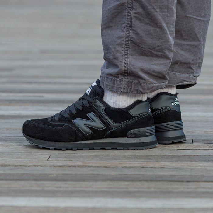 Кросівки з хутром New Balance 574 Winter Black premium зимові | Кроссовки чоловічі жіночі