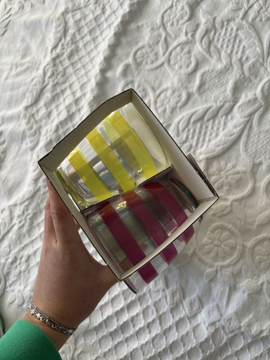 conjunto de 6 copos às riscas