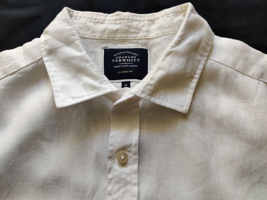 Koszula męska 100 % lniana biała Charles Tyrwhitt