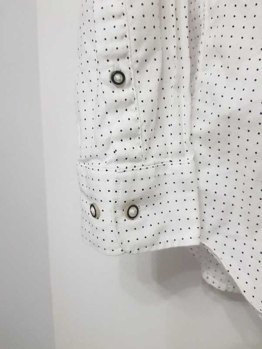 Biała koszula w kropki męska slim fit 100% bawełna