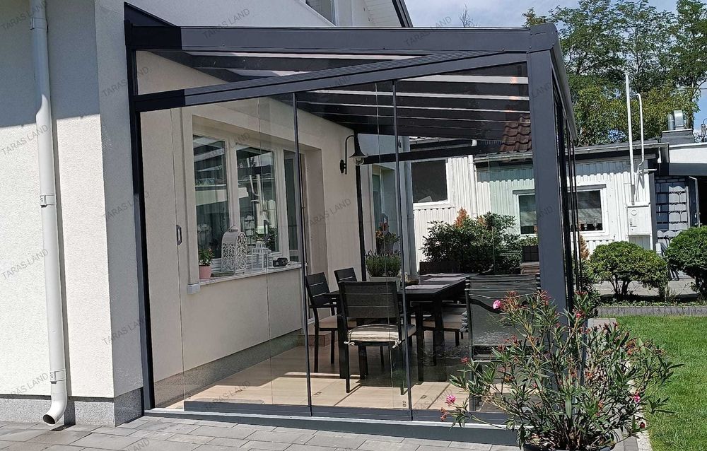 Zadaszenie tarasu, pergola, ogród zimowy, szklany, patio, oranżeria