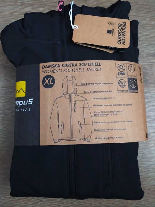 Kurtka czarna Softshell z kapturem XL Campus