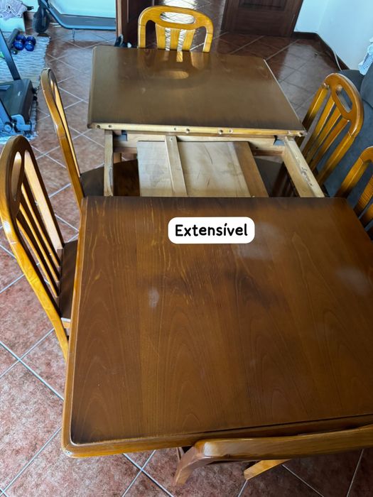 Mesa em madeira 1,40m extensivel para 1,80m