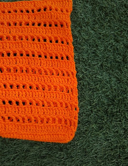 Tote bag laranja crochet
