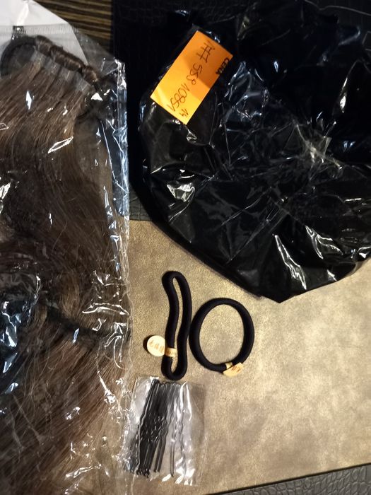 Kok dopinany warkocz  treska popielaty brąz długie 86CM