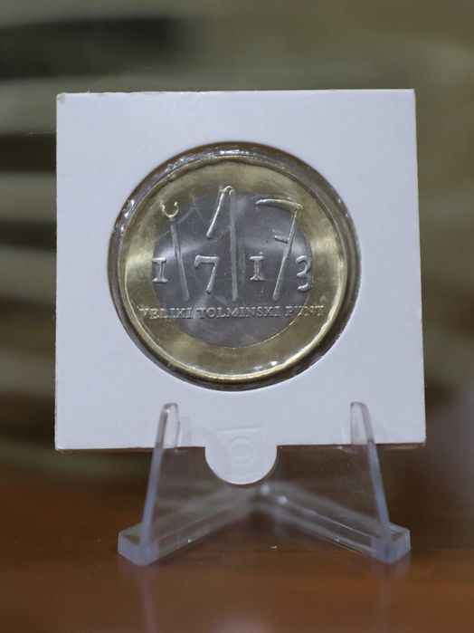 Eslovénia Moeda 3 € Bimetálica -300 Anos da Revolta Agrícola de Tolmin