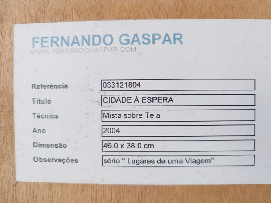 Fernando Gaspar - quadro pintura em acrílico  técnica mista sobre madeira carvalho  - 2004