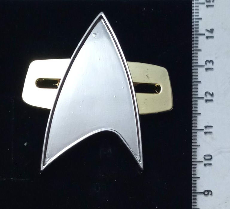 Pin Combadge Star Trek e 5 pips de hierarquia