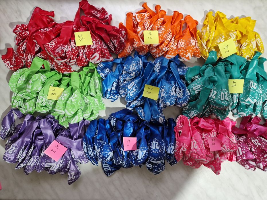 Balony na 20 urodziny imprezę kolorowe 283szt.