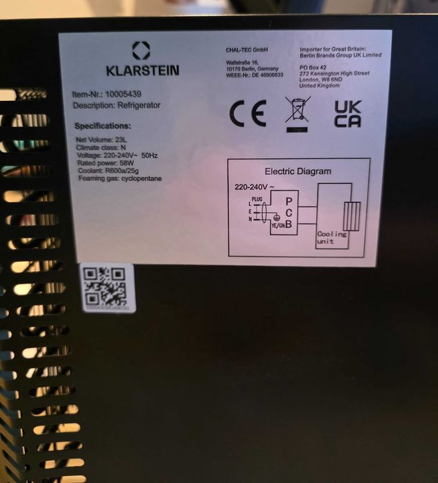 Lodówka Klarstein 23L Łódź