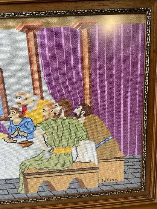 Quadro verdadeiro ceia a ponto cruz