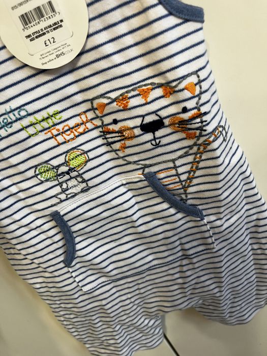 Nowy komplet pajacyk + bluzka dla chłopca body 9-12 m 80 cm