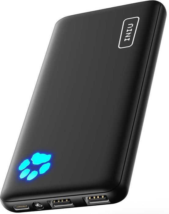 INIU Power Bank, Bateria Externa de 10000mAh USB C Triplo 3A de Alta Velocidade Mais Fina, Bateria Portátil com Lanterna
