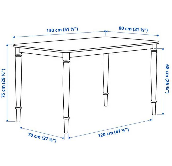 Mesa de refeição, preto, 130x80 cm NOVO, NA CAIXA ORIGINAL