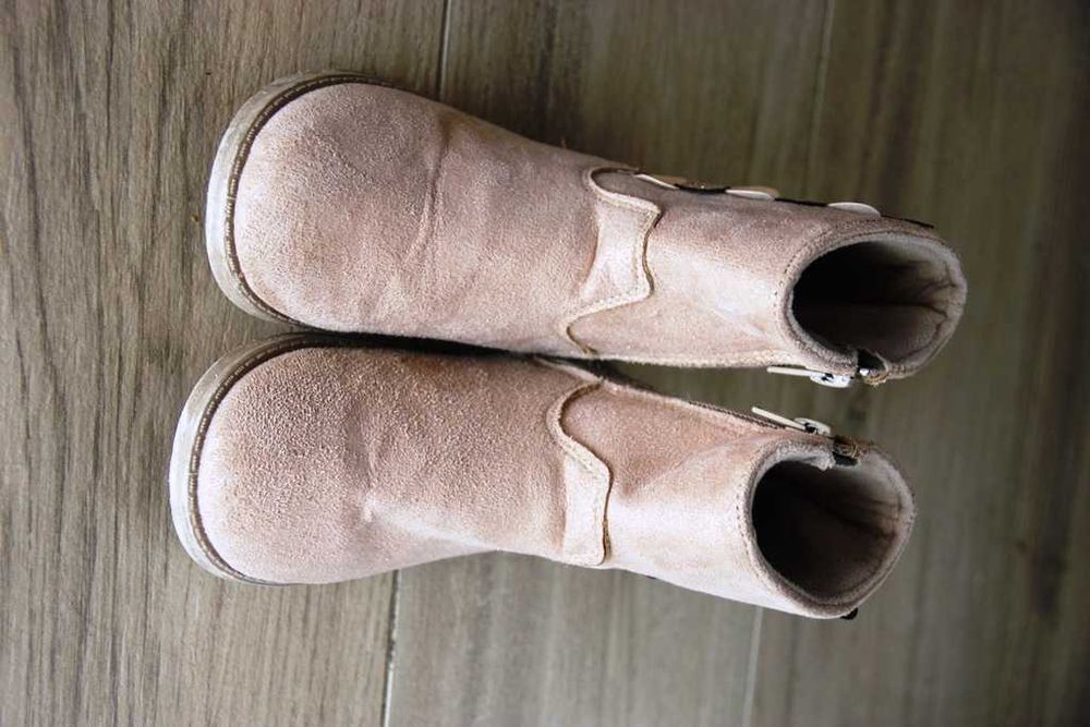 Botki dla dziewczynki beżowo-złote ocieplane 27