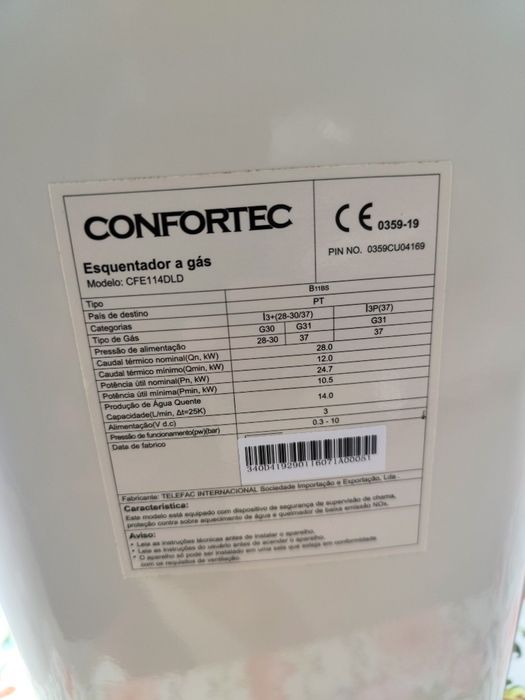 Esquentador Confortec 14 Litros