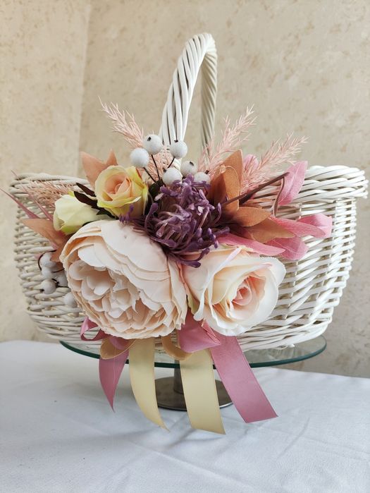 Квітковий декор на пасхальний кошик,прикраса для пасхальної корзини