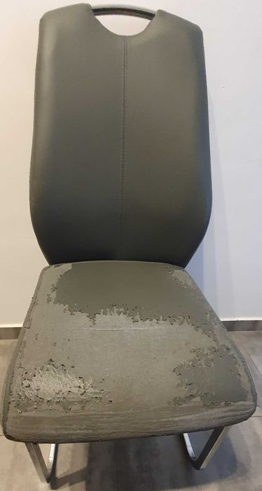 Krzesła Bard DD1212 ekoskóra szara/chrom – 2 szt. (Do renowacji / pod pokrowiec)