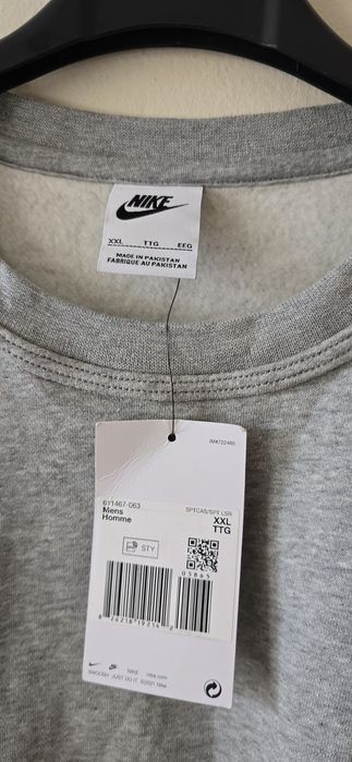 Nowa Bluza Nike Crewneck Szara Klasyczna Swoosh XXL męska
