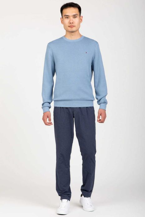 Tommy Hilfiger niebieski sweter prążek xl organic cotton