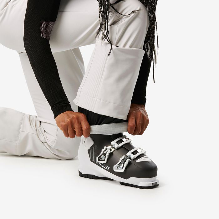 Calças de ski quentes e justas mulher, 500 bege