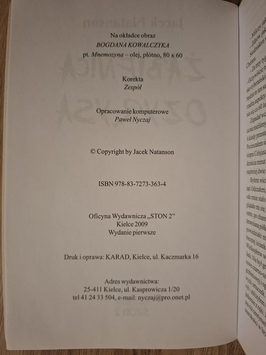 Książka Żabienica Ozyrysa Jacek Natanson