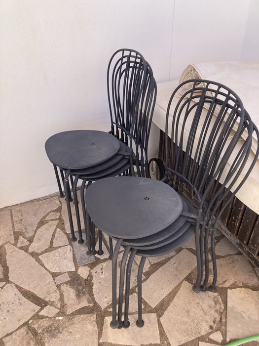 Oito cadeiras de jardim ou terraço em aço Ikea Lacko