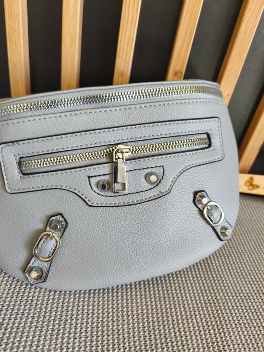 Szara nowa damska nerka torebka na ramię Marco Contti stylowa