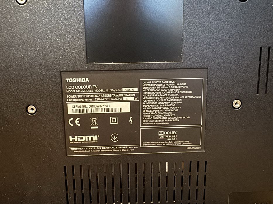 Telewizor Toshiba 26” LCD – HDMI, Dolby Digital Plus – sprawny