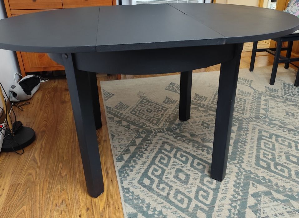 Stół okrągły rozkladany 100 cm-150cmmalowany na czarno