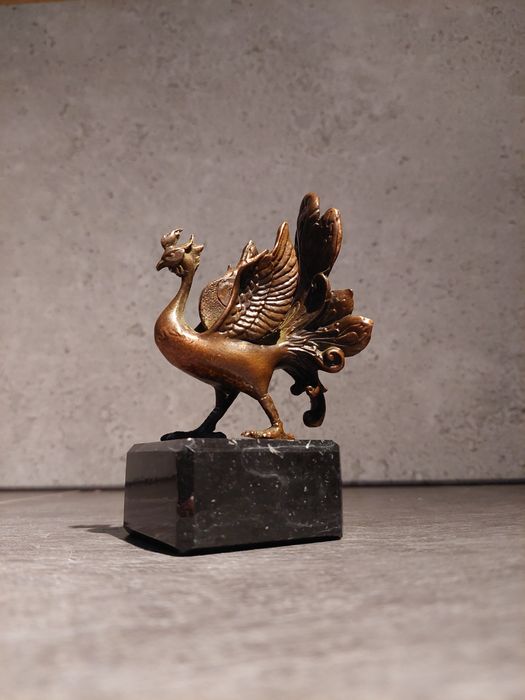 Figurka z brązu, ptak, feniks, mityczny ptak, stary ciekawy przedmiot