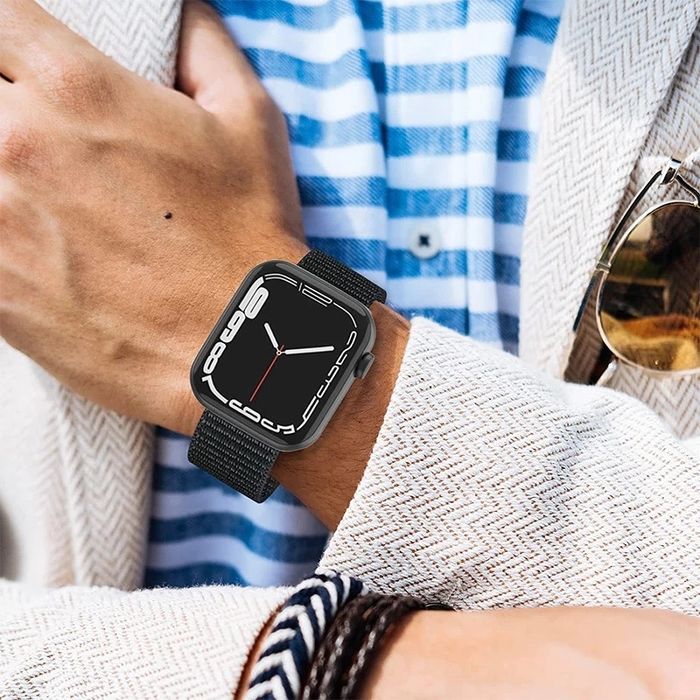 Czarny Nylonowy Pasek Apple Watch 4 / 5 / 6 / 7 / 8 / 9 /ULTRA