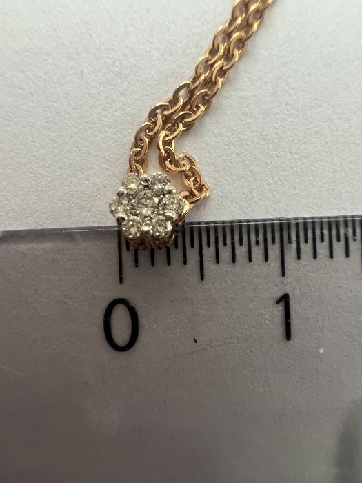 Золотая цепочка с кулоном в бриллиантах красное золото 585 проба