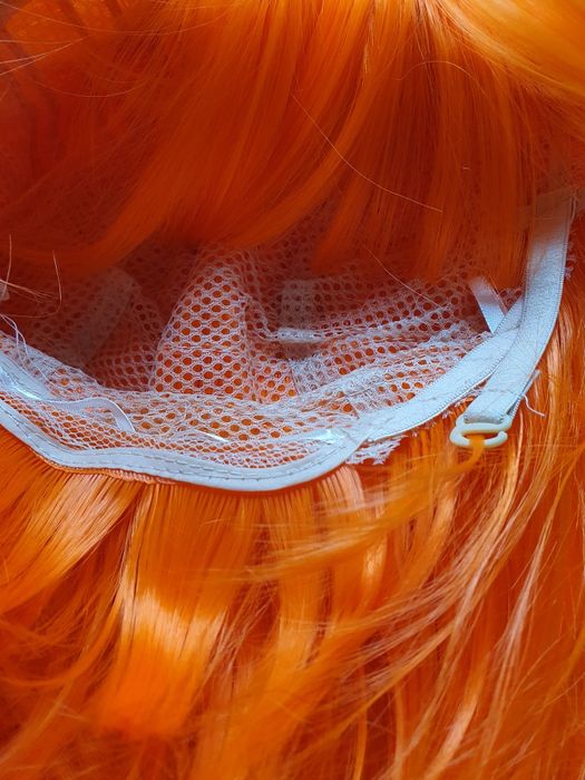 Peruka  pomarańczowa bob z grzywką  Halloween  cosplay  karnawal