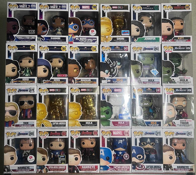 Funko Pop фігурки Marvel — Hulk, Hawkeye, Captain America, Thor, Eternals