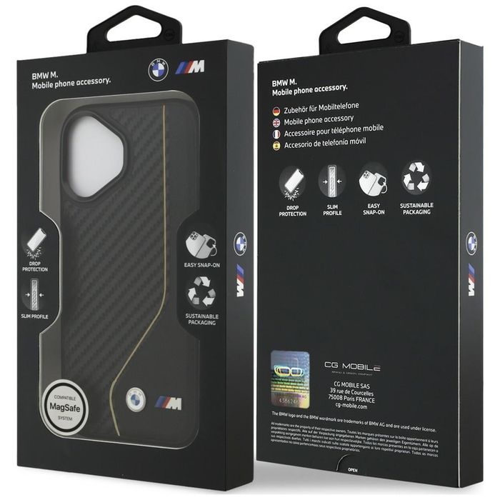 Etui BMW M Carbon Line i Logo MagSafe do iPhone 17 żółty