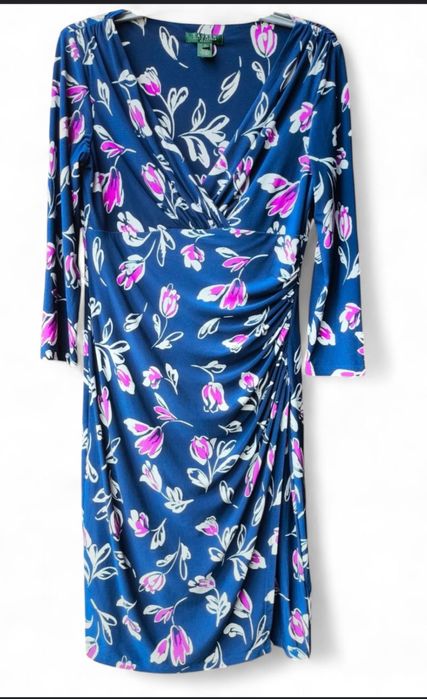 Lauren Ralph Lauren elegancka sukienka kopertowa r. 10 – kwiatowy wzór