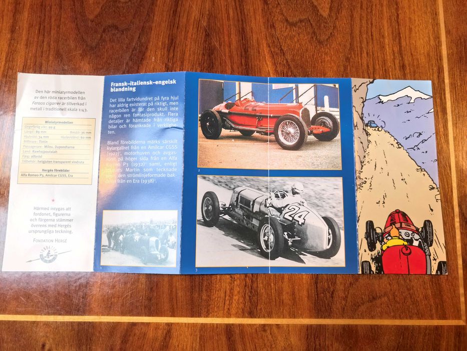 Tintin, model samochodu Czerwony Bolid, "Cygara Faraona",1:43