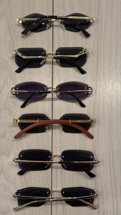 Okulary prostokątne szkła gradient bez oprawek pantera Y2K Zalando