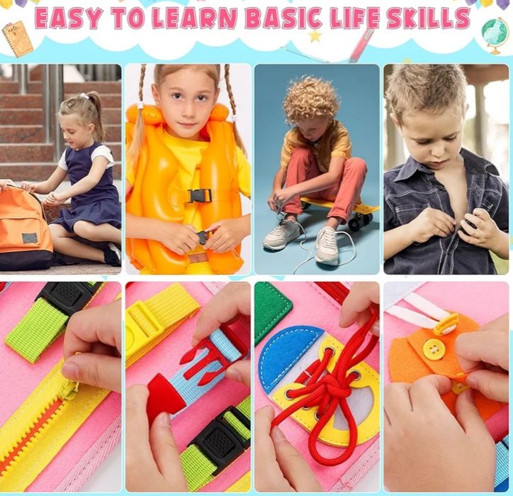 Edukacyjna sensoryczna książeczka 3d z montessori dla dzieci z filcu