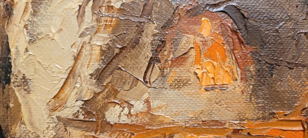 Obraz olejny J.P. Nielsen, 45×55 cm, oryginalna etykieta galerii