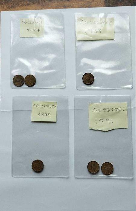 Moedas 10 escudos anos 80 e 90