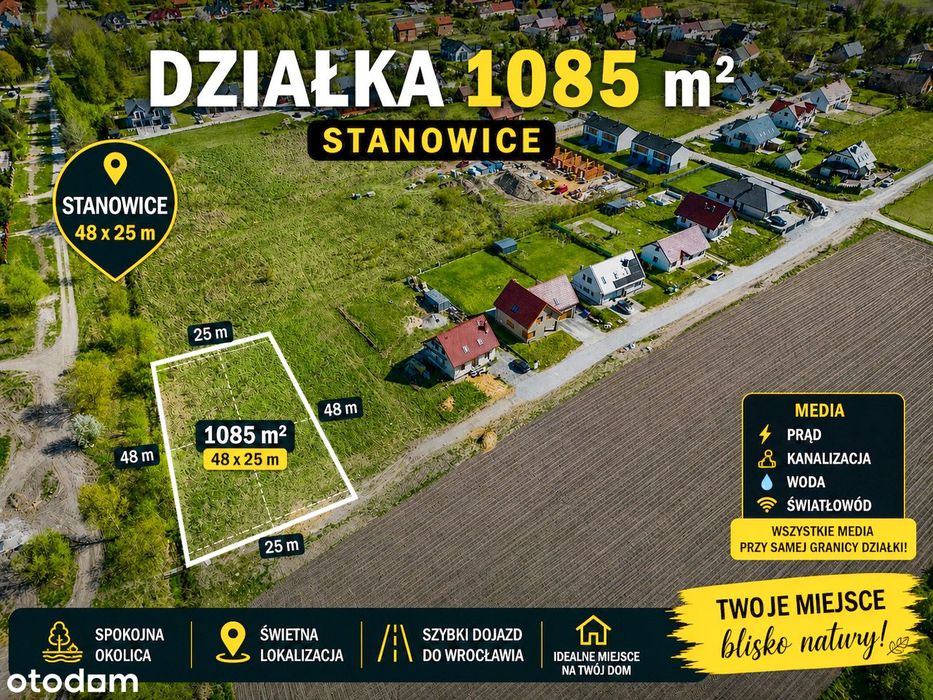 Działka budowlana w Stanowicach pod Oławą